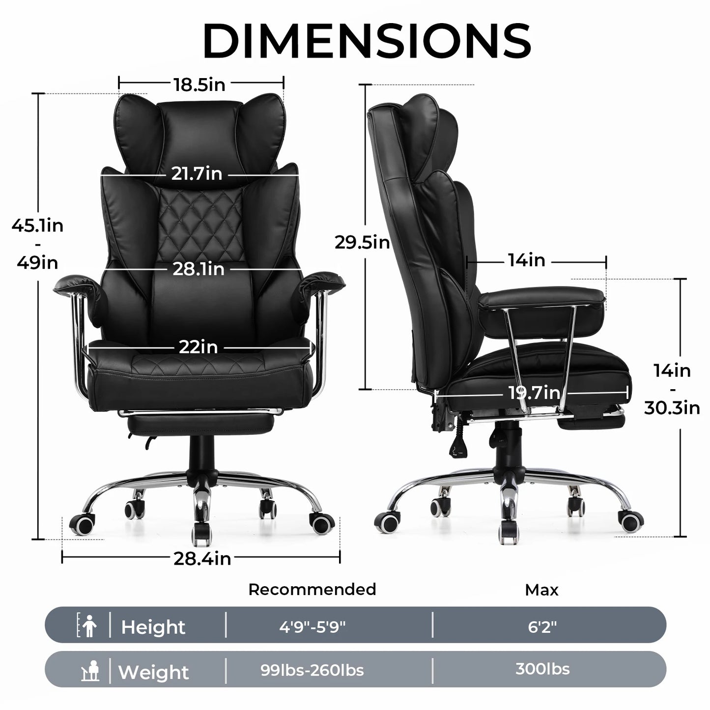 COMHOMA ErgonomicallyDesigned Workstation Chair With Footrest And Lumbar Support System