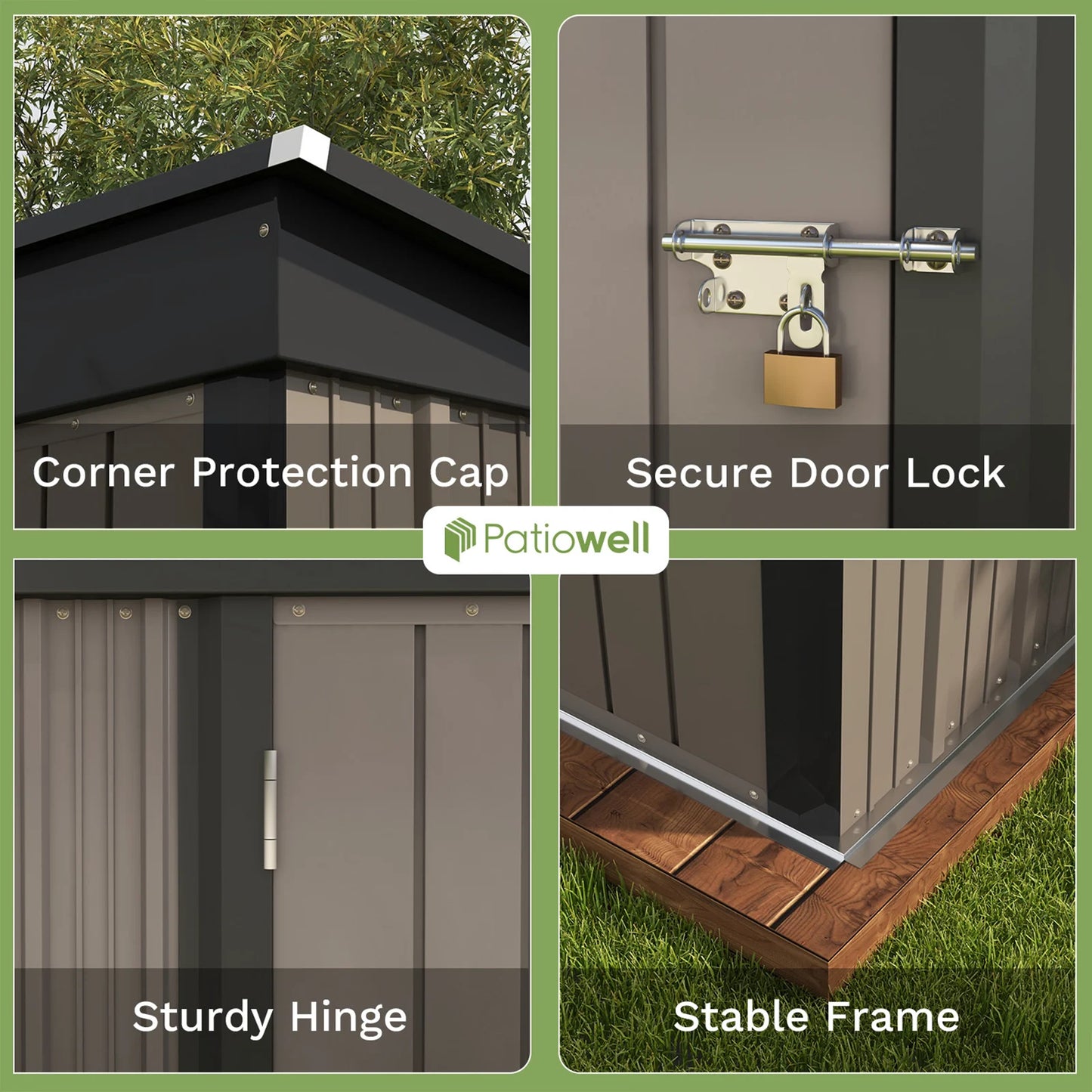 Victone Outdoor Metal Storage Shed With Lockable Sloping Roof