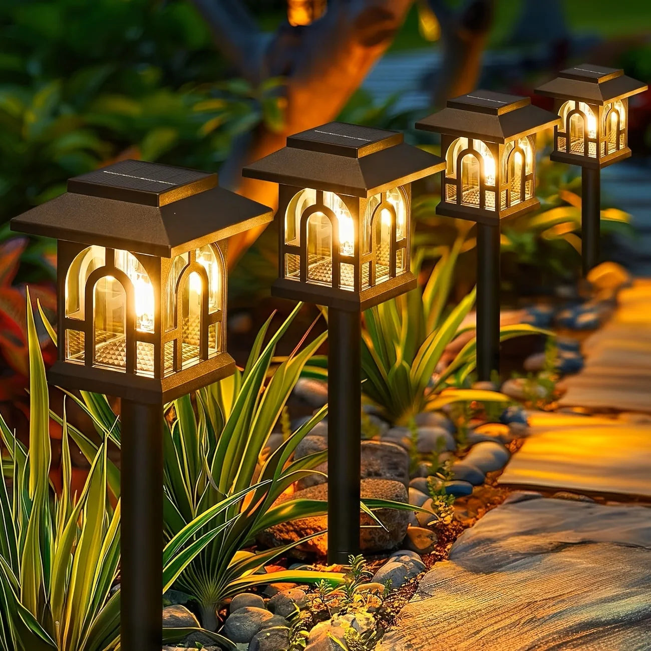 Solar Pathway Lights Outdoor LED Lamp Pack For Garden Patio