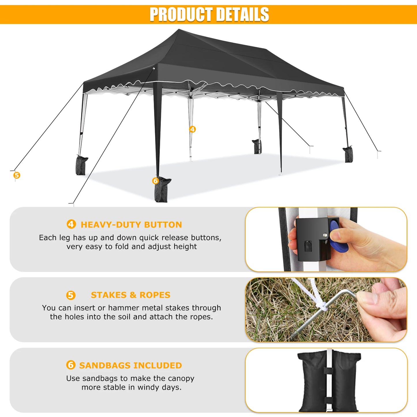 COBIZI Pop Up Canopy Tent Gazebo Easy Set Up Outdoor