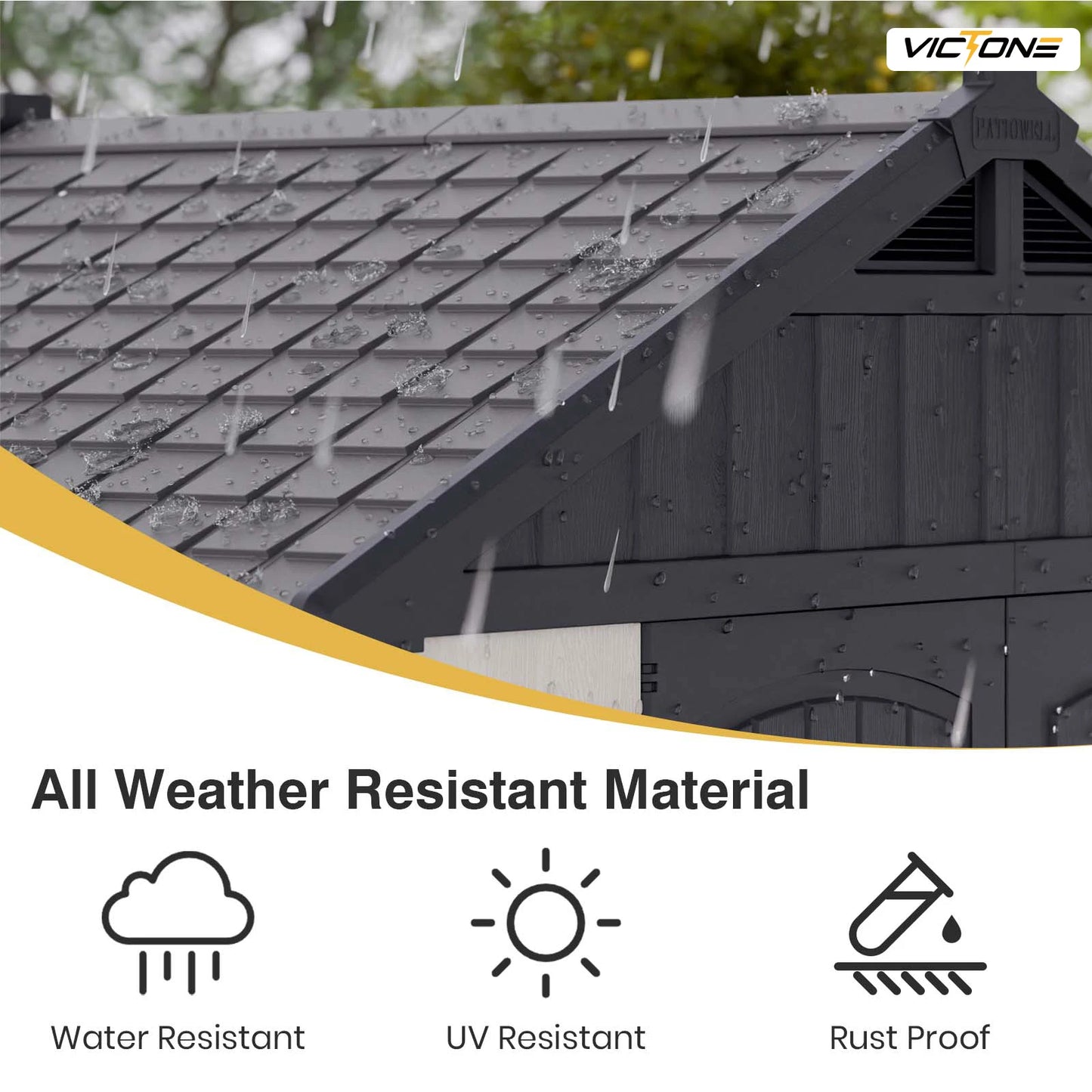 Victone Plastic Outdoor Storage Shed With Floor, Window, Lockable Door