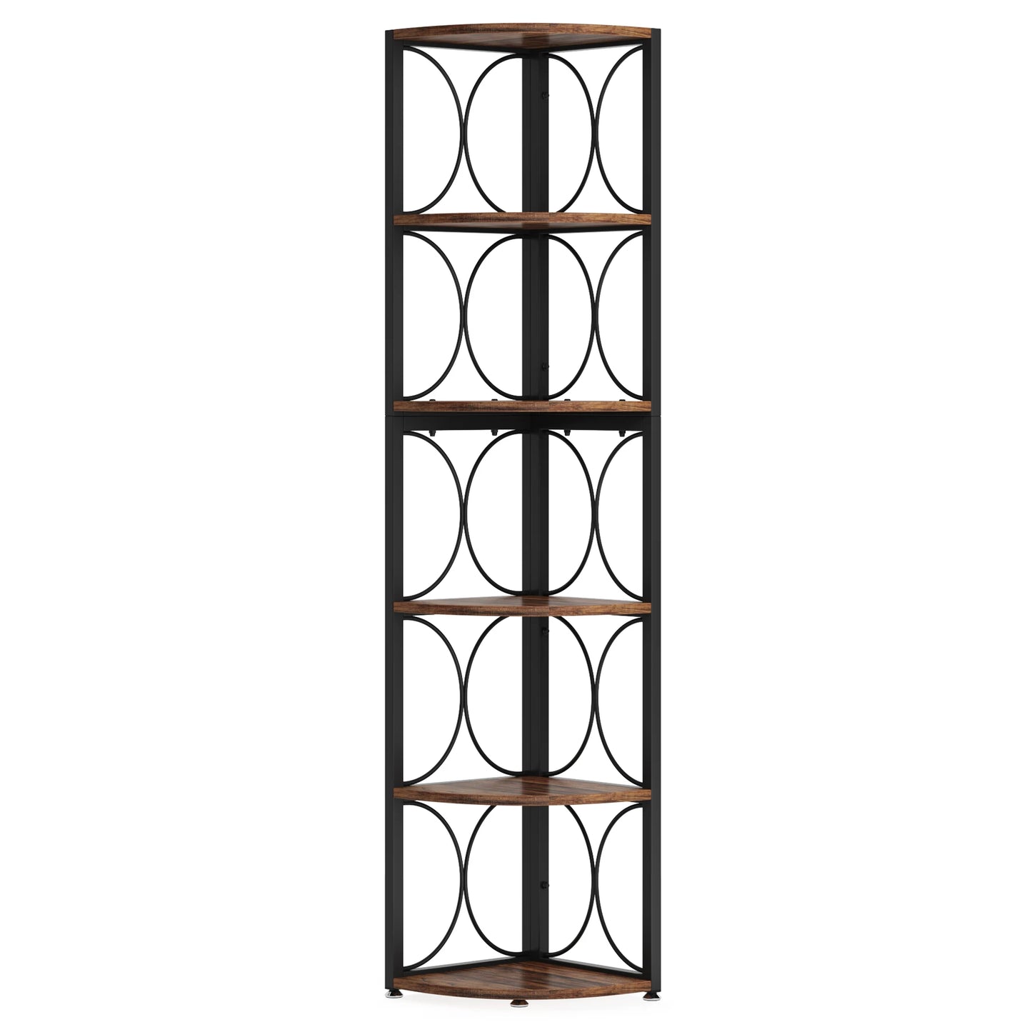 Tribesigns Six Tier Rustic Corner Shelf Bookcase for Small Spaces