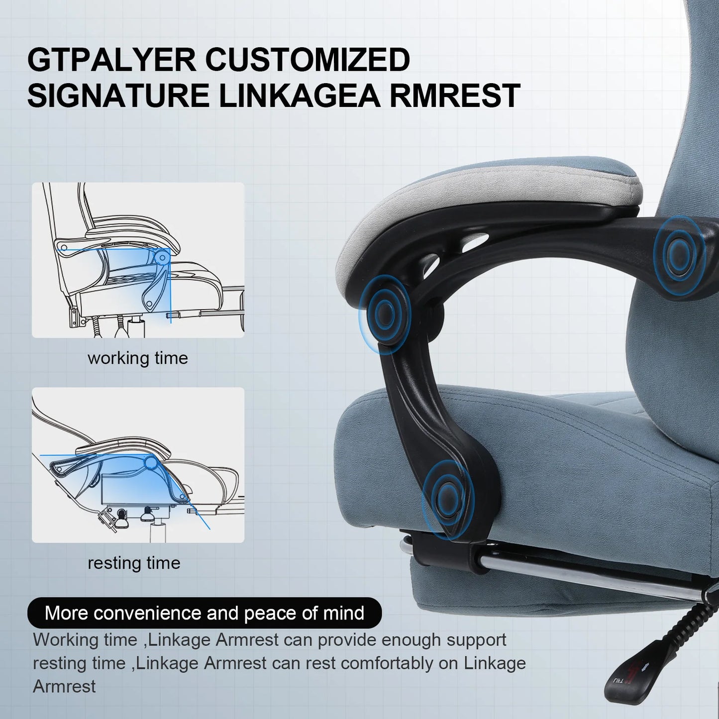 GTPLAYER Ergonomically Enhanced Gaming Chair With Pocket Spring Cushion Footrest