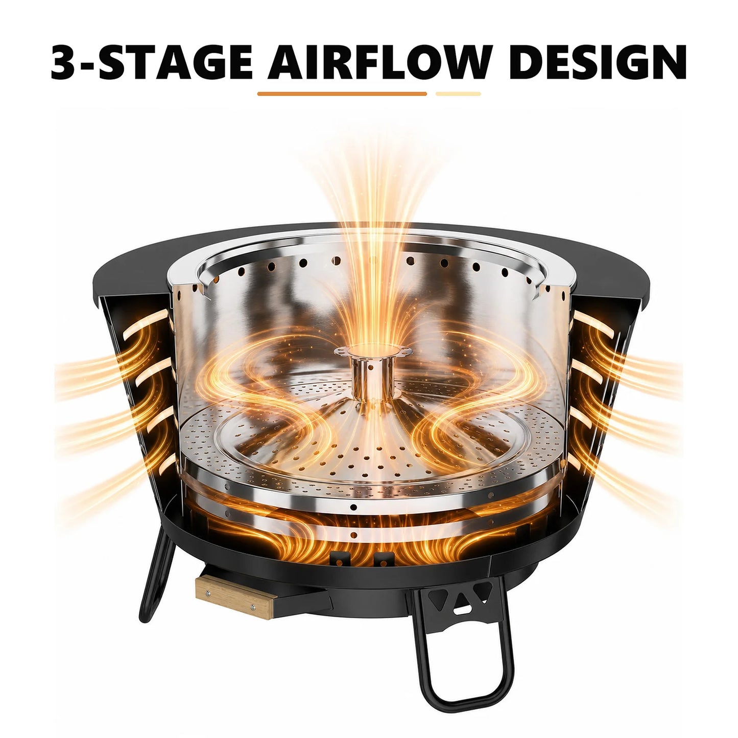 Smokeless Fire Pit With Triple Burn Technology And Support Legs