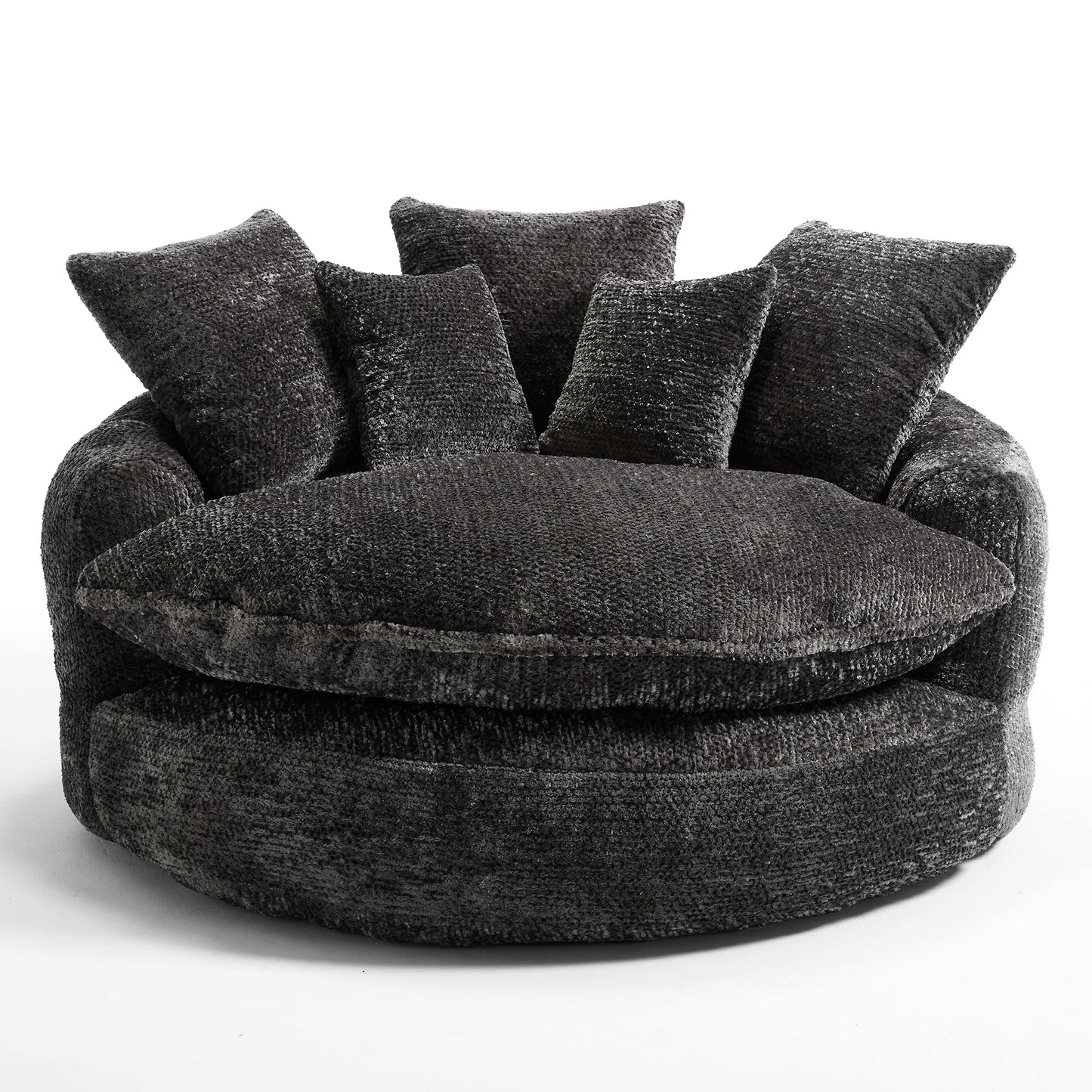 Round Chaise Lounge Chair With Five Pillows Minimalist Modern