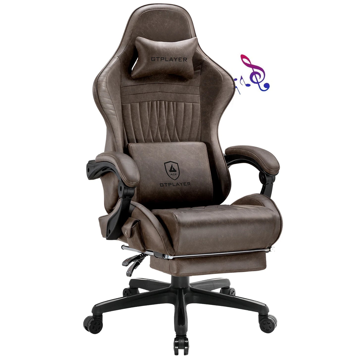 GTPLAYER Ergonomic Gaming Chair Faux Leather With Built In Speakers And Memory Foam Lumbar