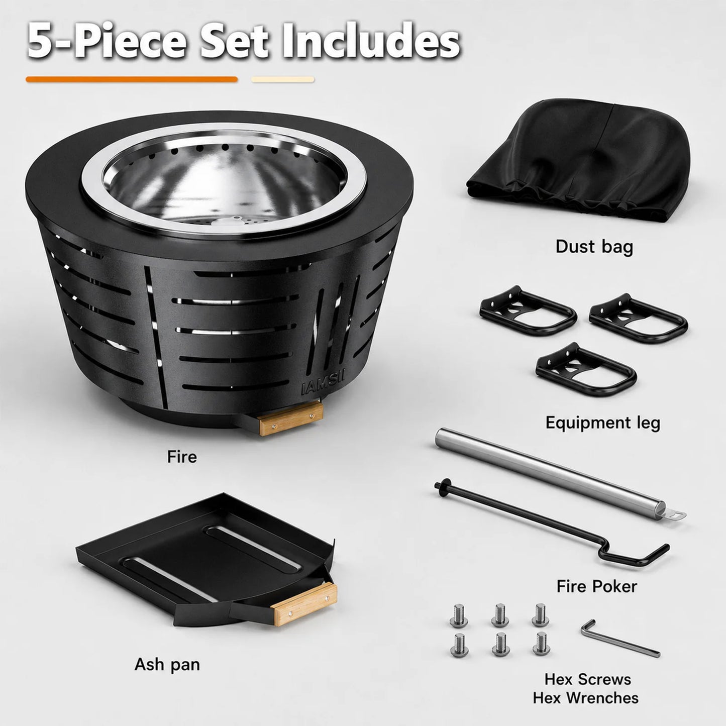 Smokeless Fire Pit With Triple Burn Technology And Support Legs
