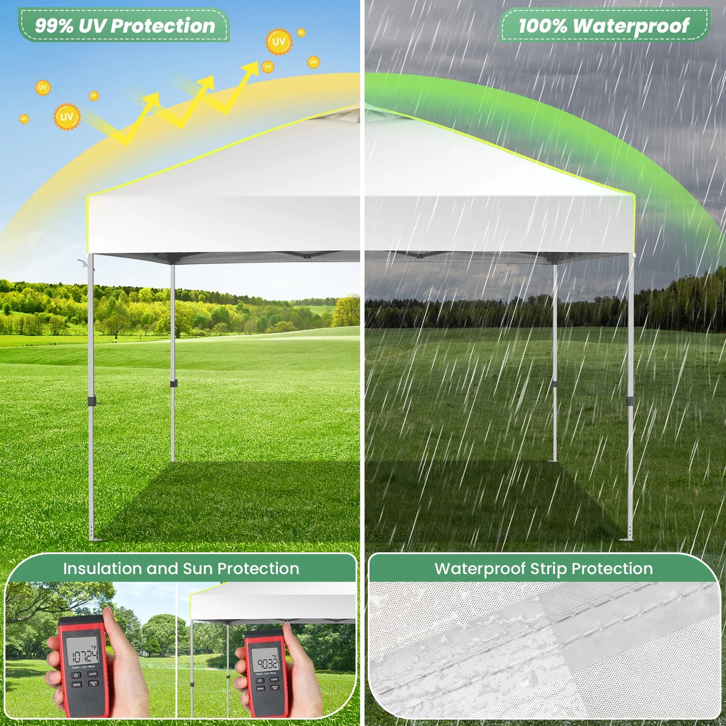 HOTEEL Pop Up Canopy Tent With Air Vent And Push Center Lock