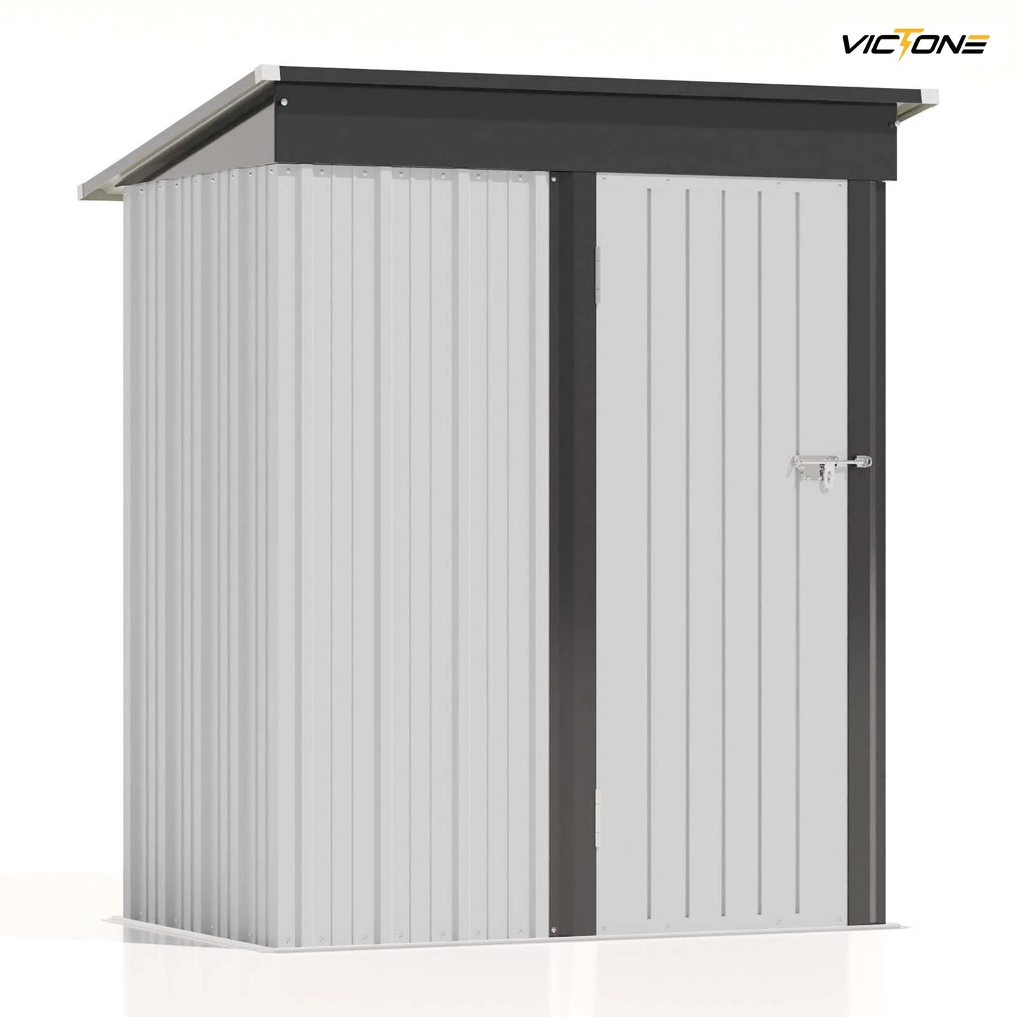 Victone Outdoor Metal Storage Shed With Lockable Sloping Roof
