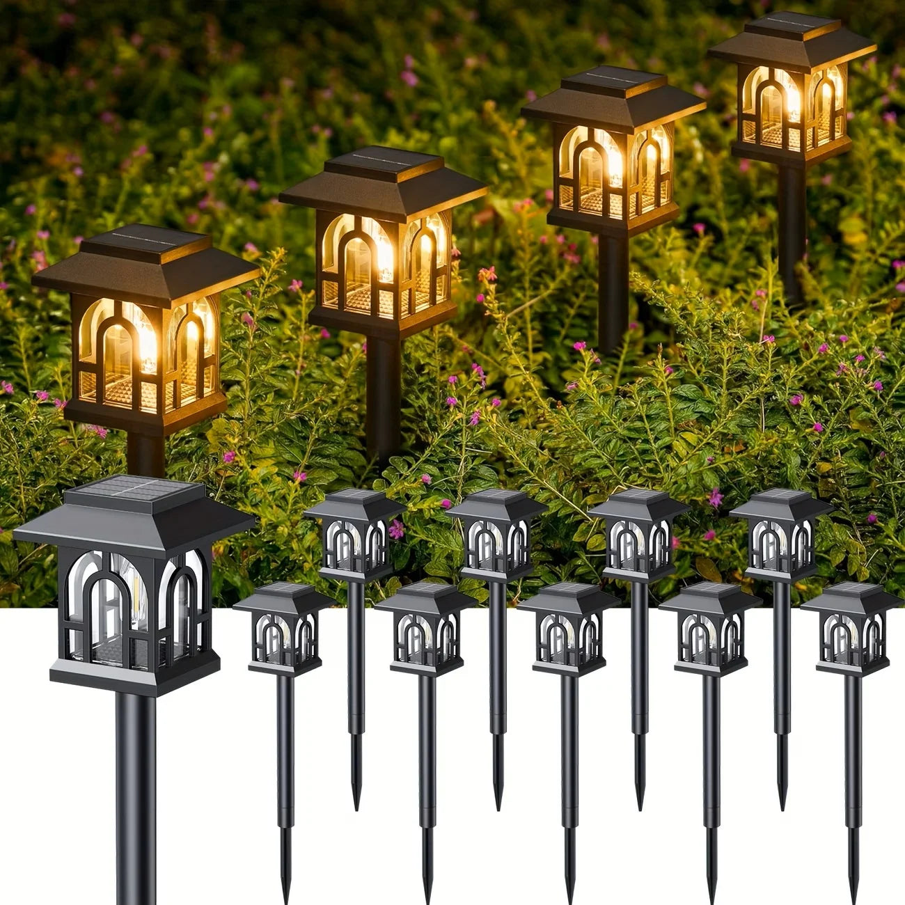 Solar Pathway Lights Outdoor LED Lamp Pack For Garden Patio