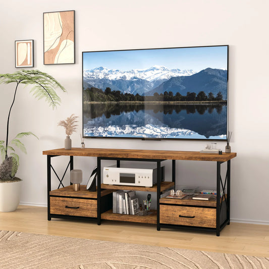 TV Stand With Fabric Drawers For Living Room Storage