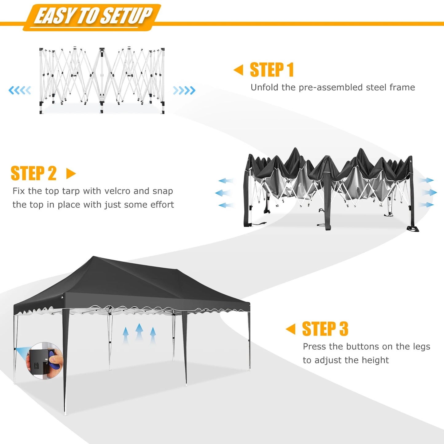 COBIZI Pop Up Canopy Tent Gazebo Easy Set Up Outdoor