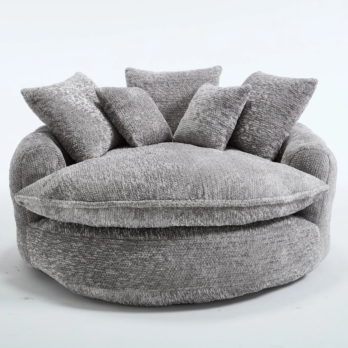 Round Chaise Lounge Chair With Five Pillows Minimalist Modern