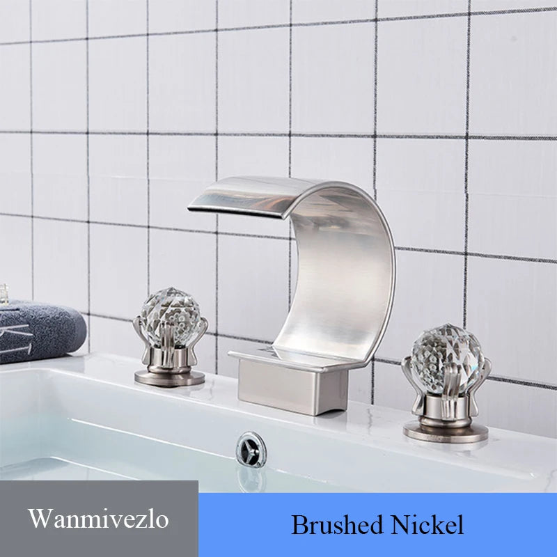 Wanmivezlo Waterfall Basin Faucet Deck Mounted Dual Handle Hot Cold