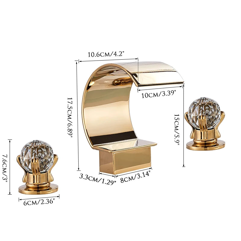 Wanmivezlo Waterfall Basin Faucet Deck Mounted Dual Handle Hot Cold