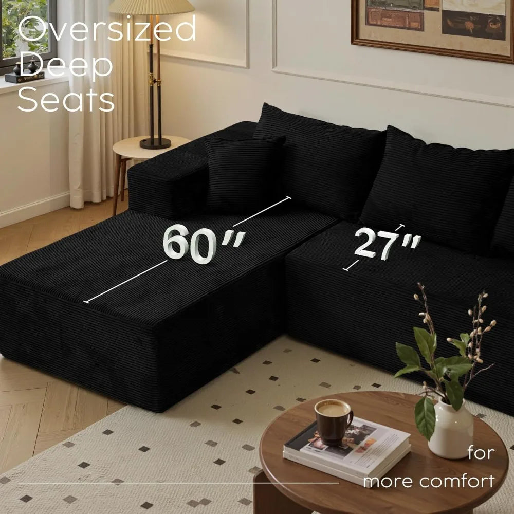 Modular Sectional Sofa With L Shape Chaise No Assembly