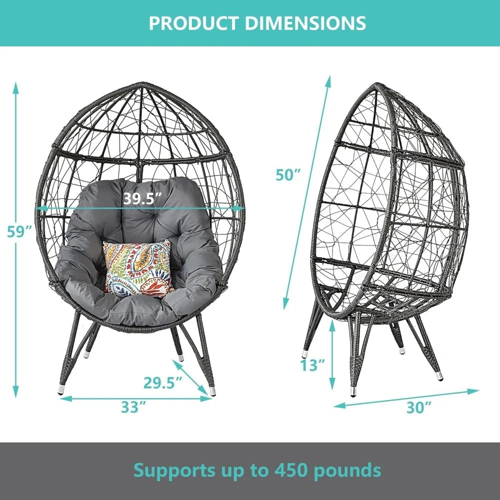 Patio Egg Chair Set Outdoor Garden Furniture Alloy Steel