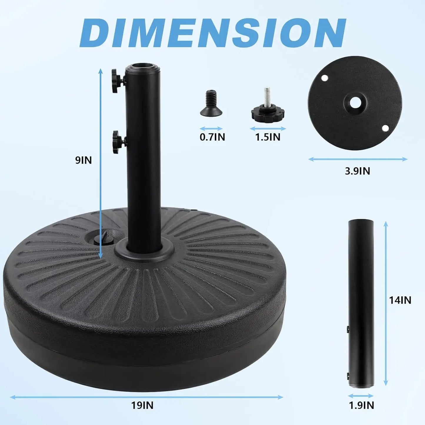 Weighted Base for Patio Umbrella Sand and Water Fillable Anchor Stand