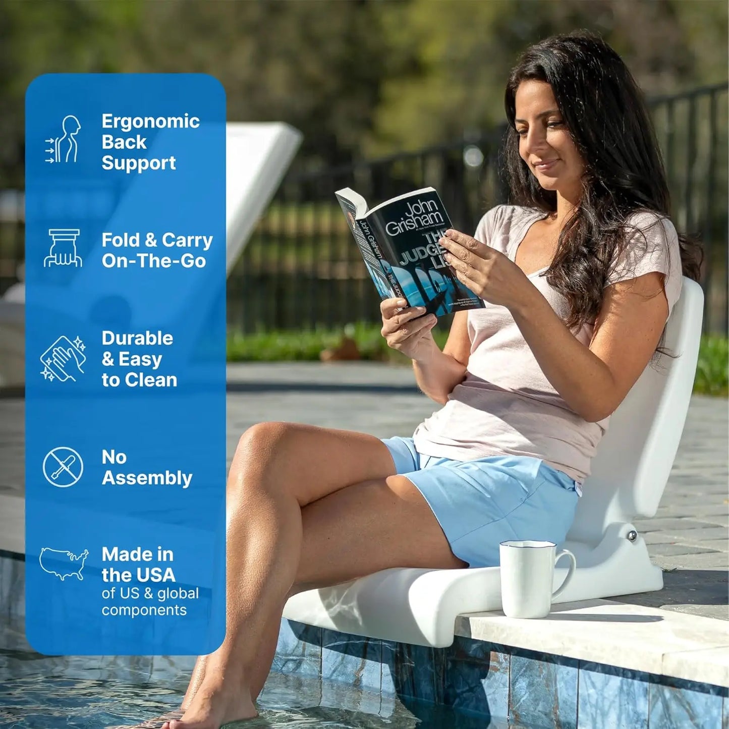 Foldable Outdoor Chair With Back Support For Poolside And Camping