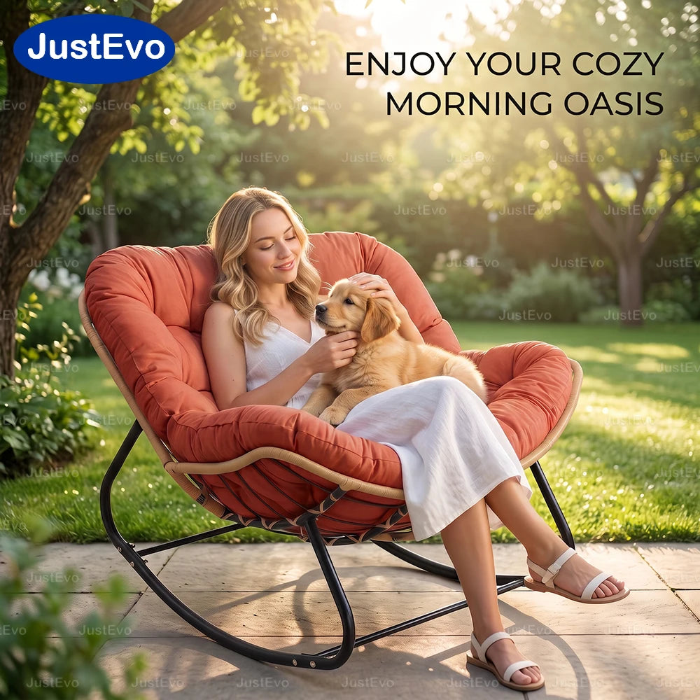 Ergonomic Metal Frame Outdoor Rocking Patio Chair For Garden Relaxation