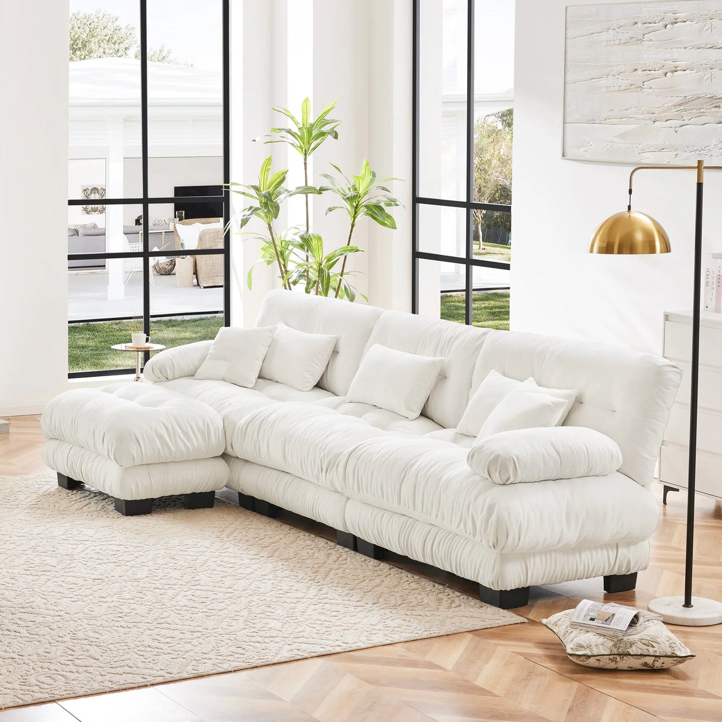 Modular Sectional Sofa Chenille With Ottomans Couch For Home Comfort