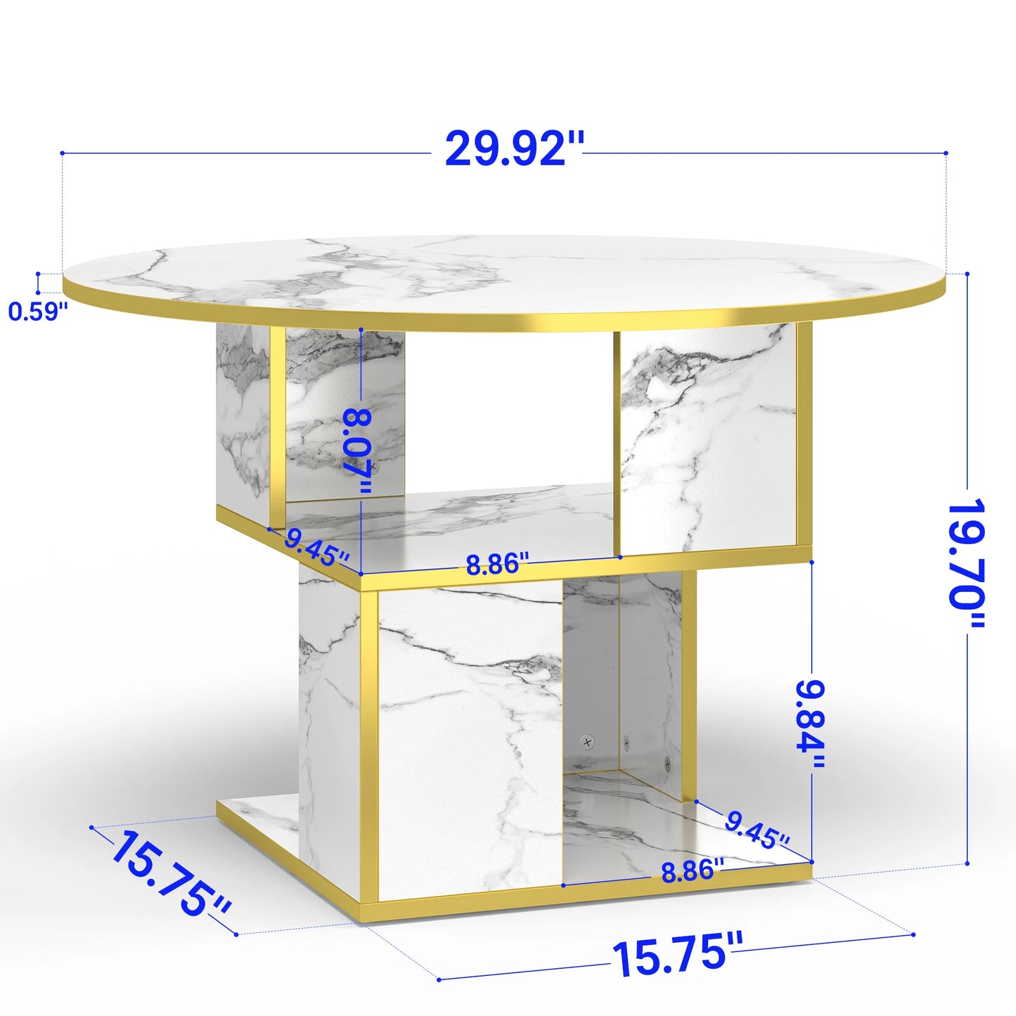 MERRONIX Round 3 Tier Coffee Table With Storage