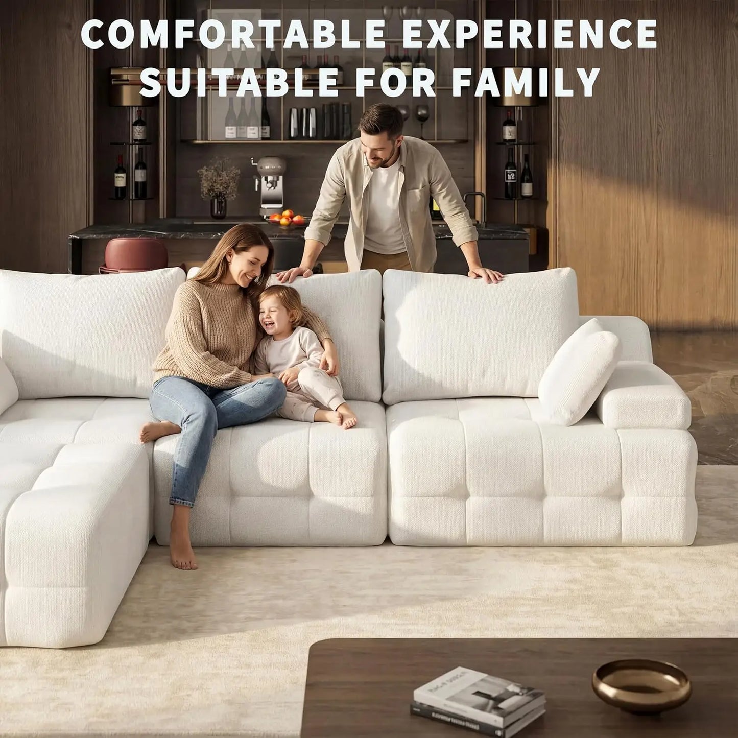 Cloud Sectional Sofa Modern Convertible L Shaped Couch Chenille Fabric