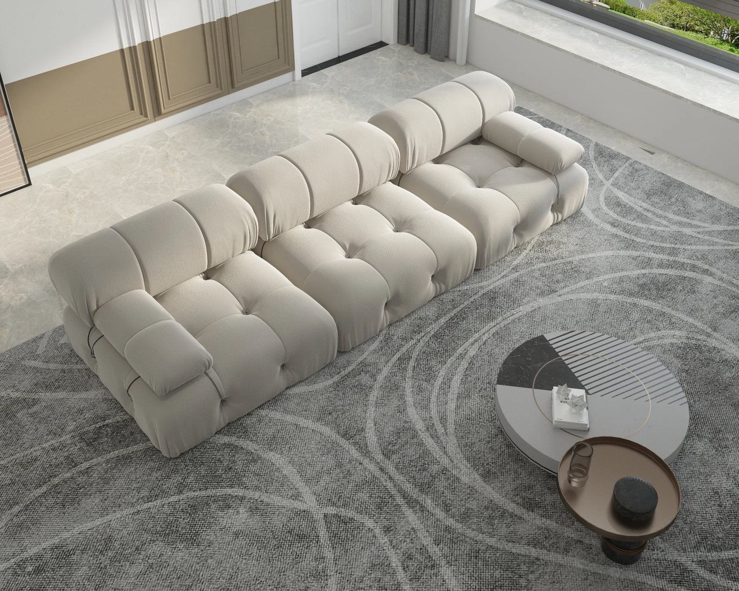Sdorens Modern Velvet Modular Sectional Sofa Convertible Three Seater