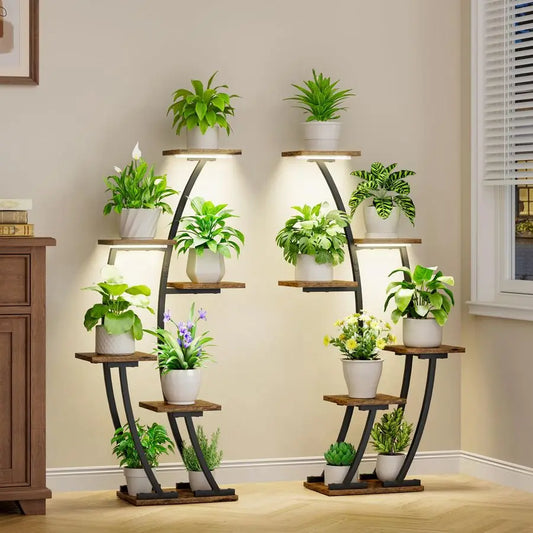 Indoor Plant Stands With Grow Lights Two Pack Corner Shelves