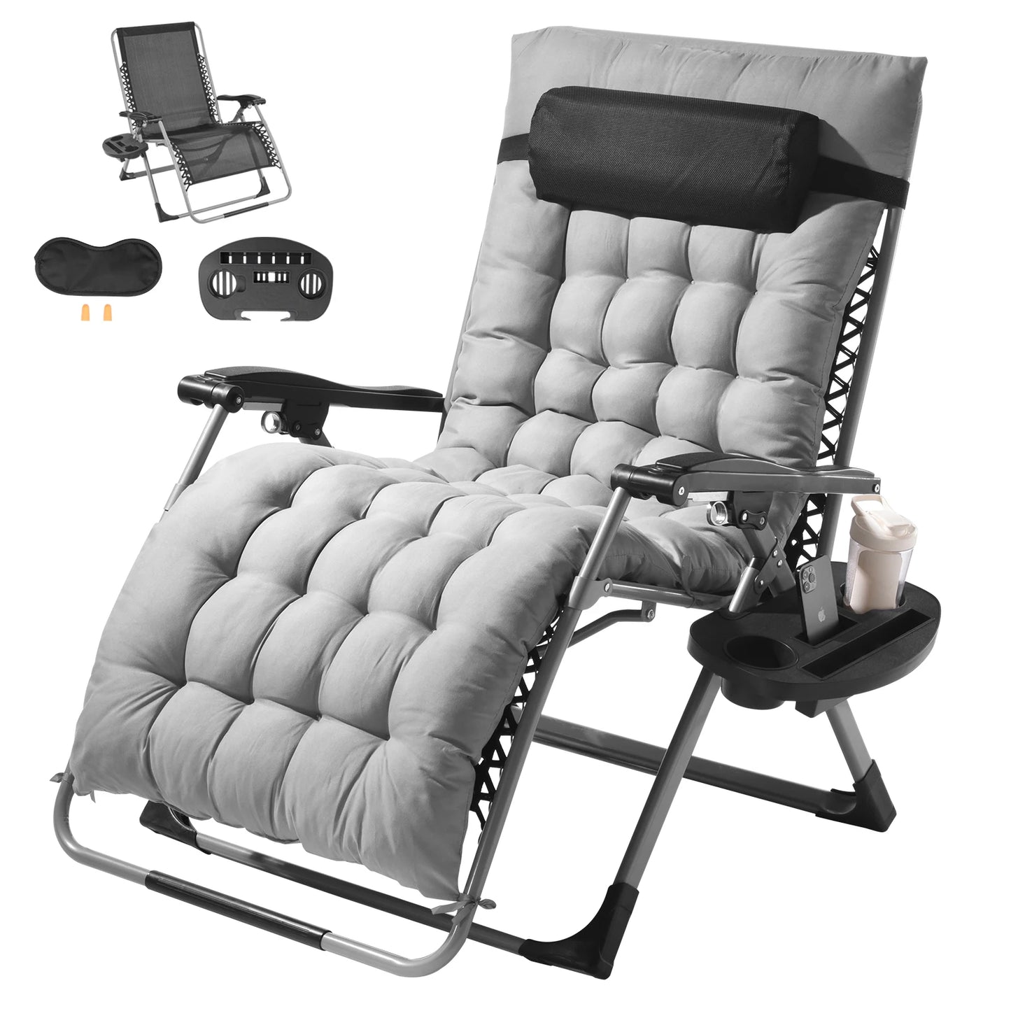 SucceBuy Zero Gravity Recliner Chair With Cushion Footrest And Cupholder