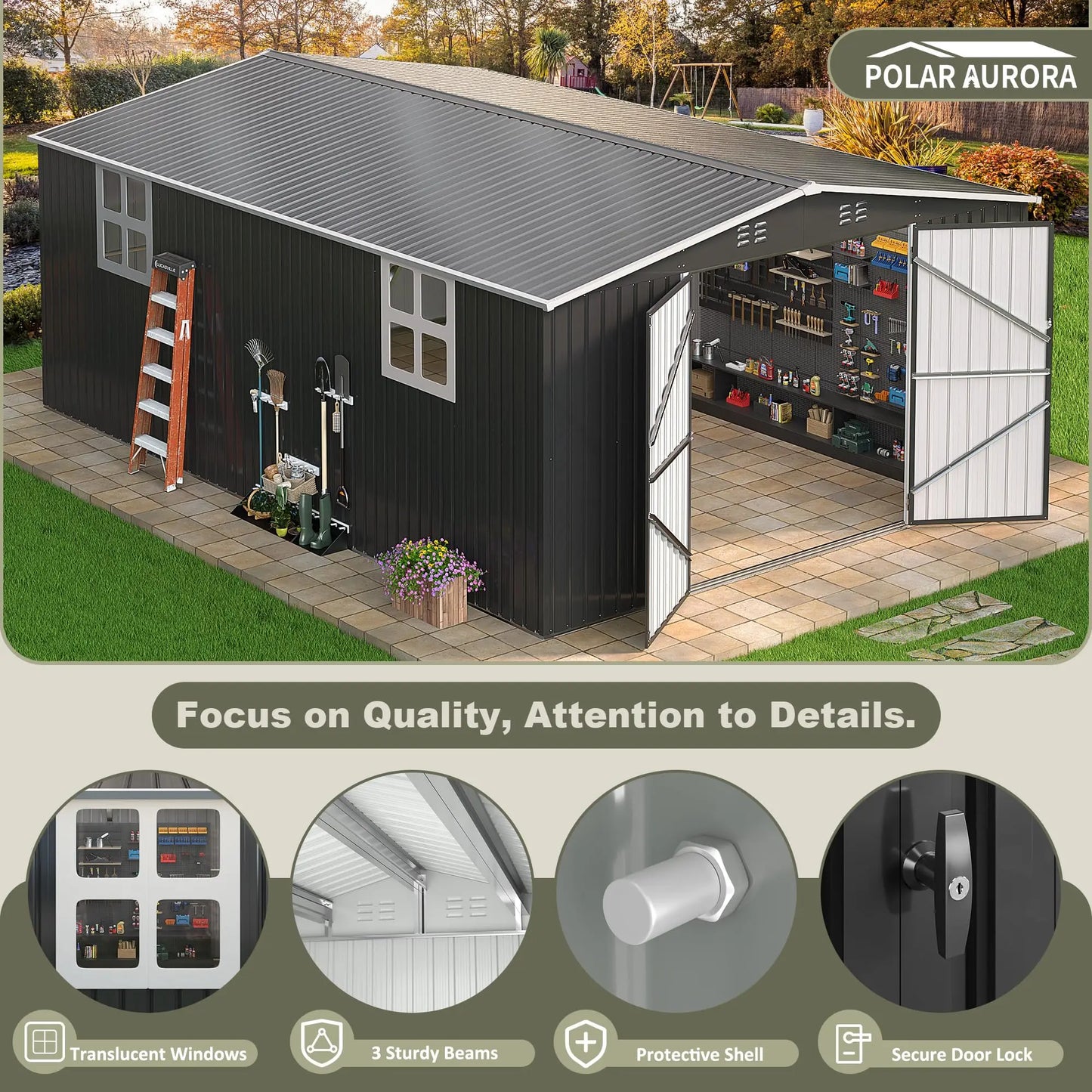 Vivat Heavy Duty Metal Outdoor Storage Shed With Lockable Door