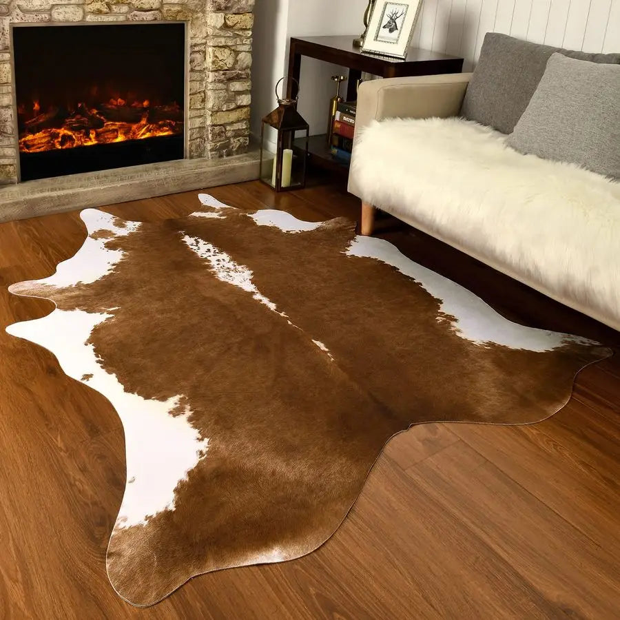 Premium Faux Cowhide Rug With Striped Pattern For Living Room