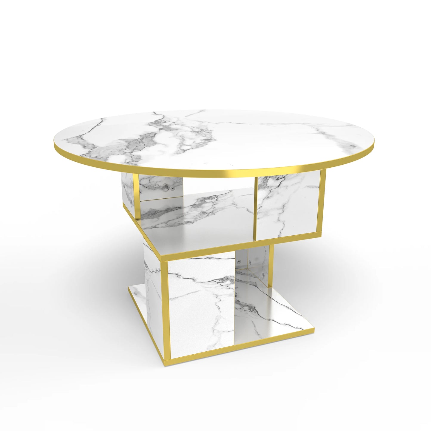 MERRONIX Round 3 Tier Coffee Table With Storage