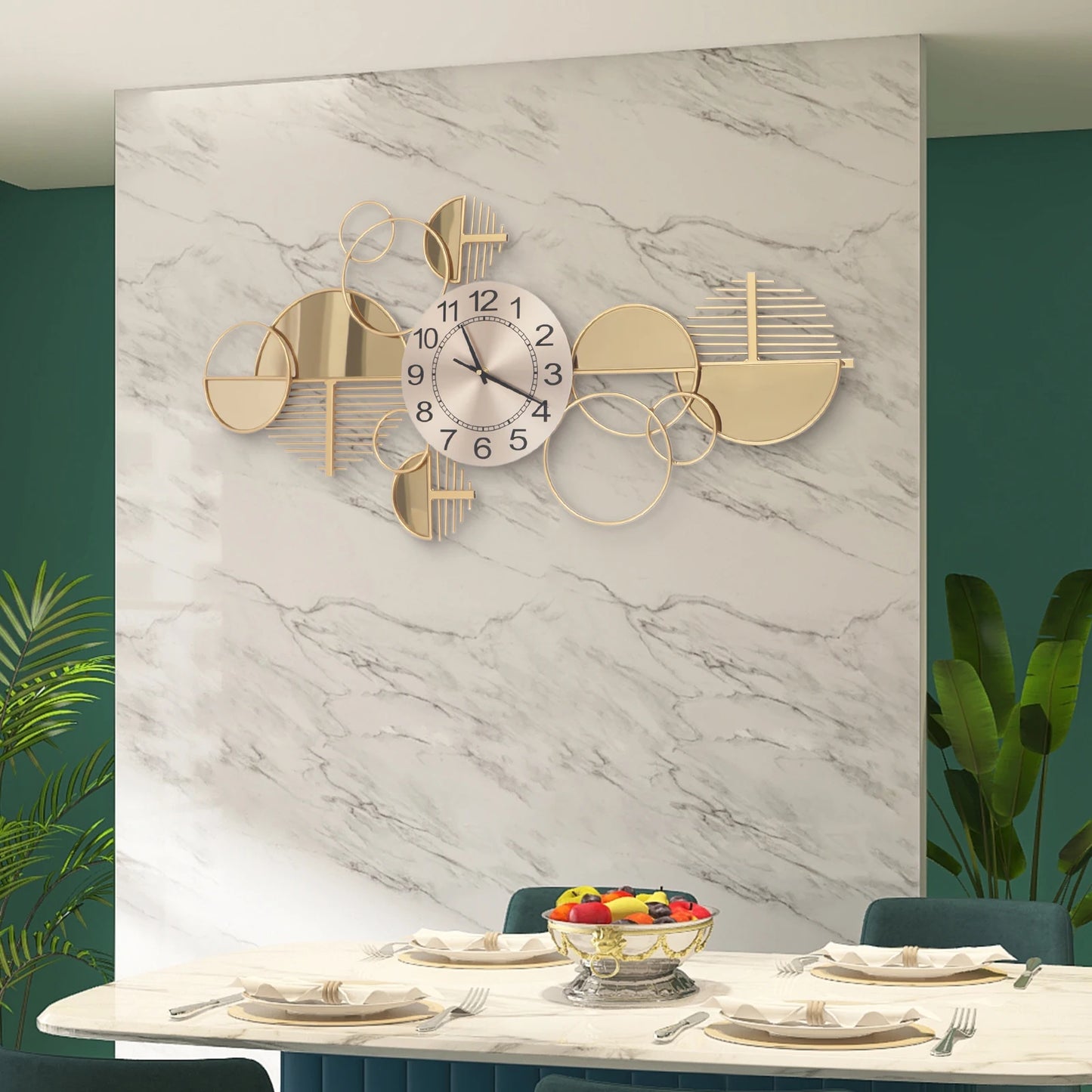Modern Metal Wall Clock Silent NonTicking Glass Decor