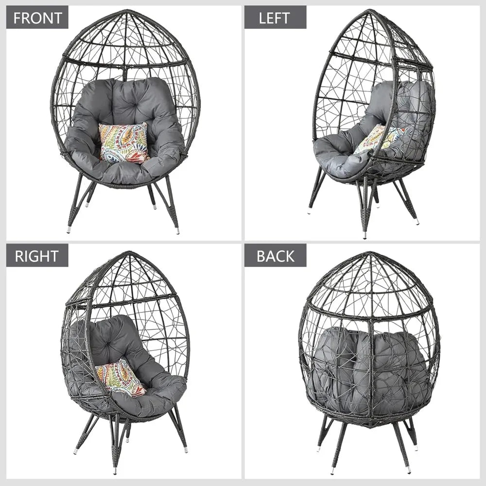 Patio Egg Chair Set Outdoor Garden Furniture Alloy Steel