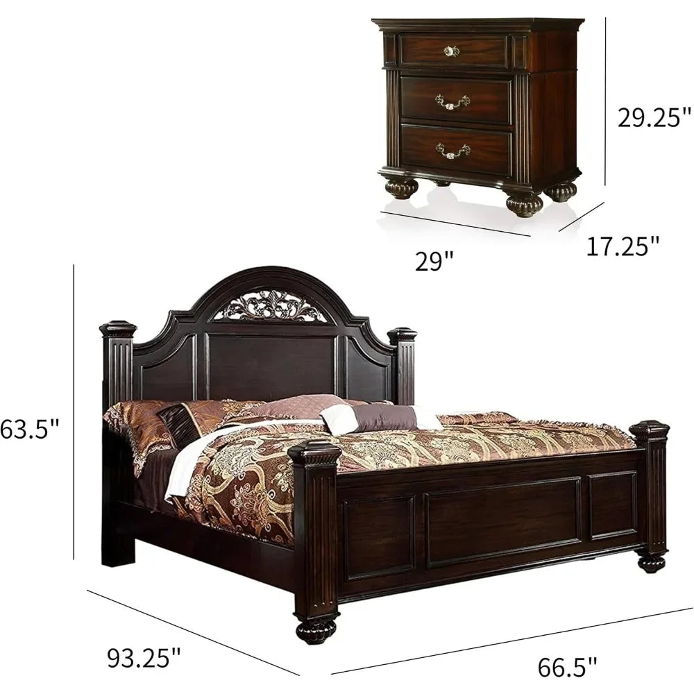 Everlasting Traditional Solid Wood Bedroom Ensemble With Luxurious Mirrored Dresser