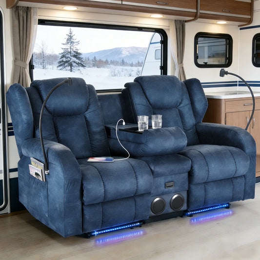 Loveseat Recliner Sofa With Console And Heated Massage