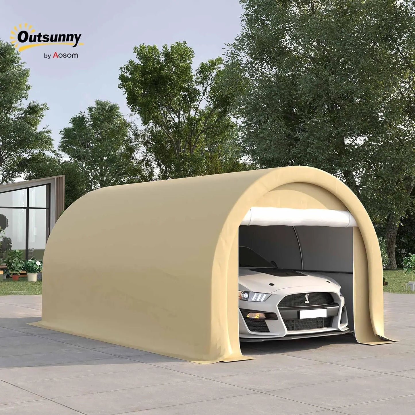 Heavy Duty Portable Carport Shelter Tent With Large Zippered Door