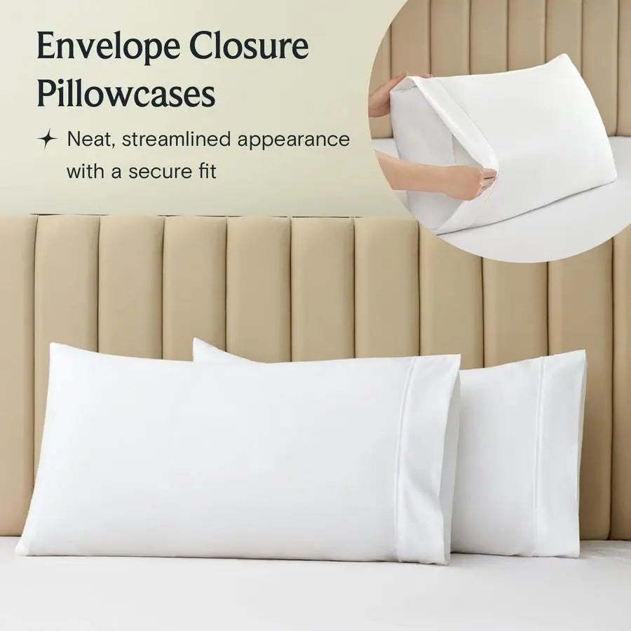 4 PC King Sheet Set, Deep Pockets Wrinkle Free Cooling Bed Sheets Hotel Bedding for Women, Men, Includes 1 Fitted Sheet, 1 Flat