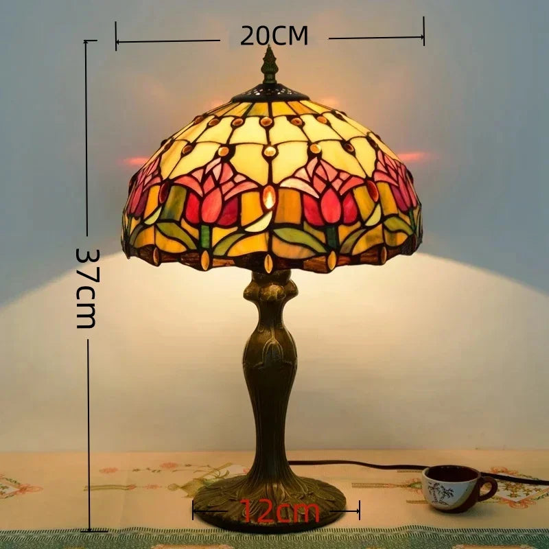 Jiankexing Retro Stained Glass Desk Lamp For Home Lighting