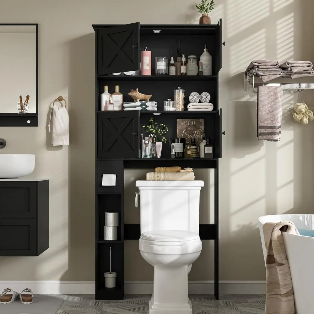 XMSJ Over The Toilet Storage Cabinet Farmhouse 4 Barn Doors