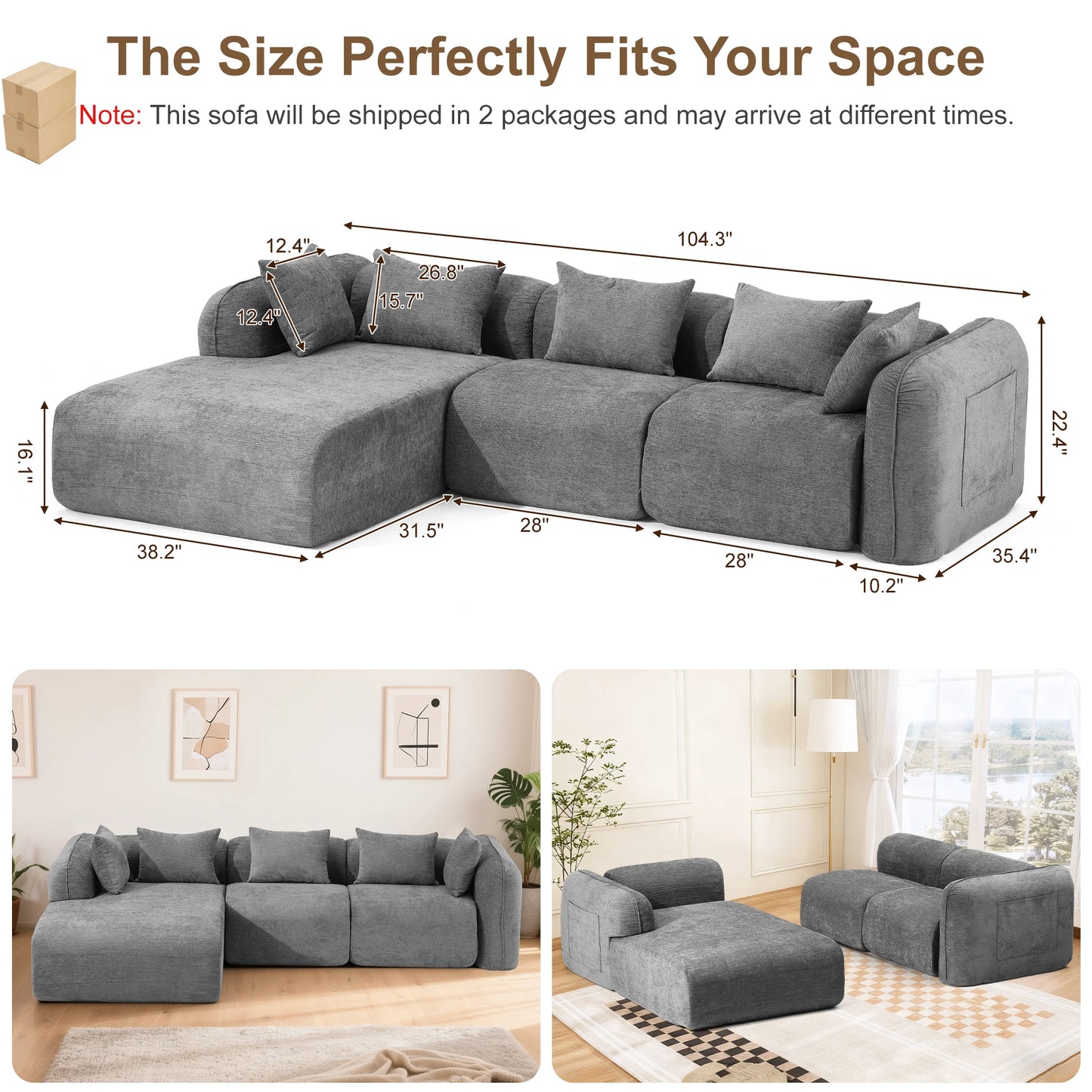 Redlife Sherpa Modular Cloud Sofa Set for Modern Living Rooms