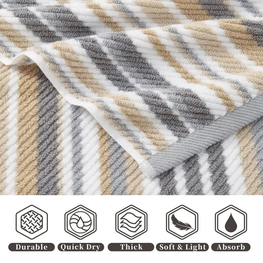 Striped Hand Towels, Bathroom Hand Towels Set of 4, 16x27 100 Cotton Quick Dry Absorbent Light Weight, Soft Towel Set for Shower