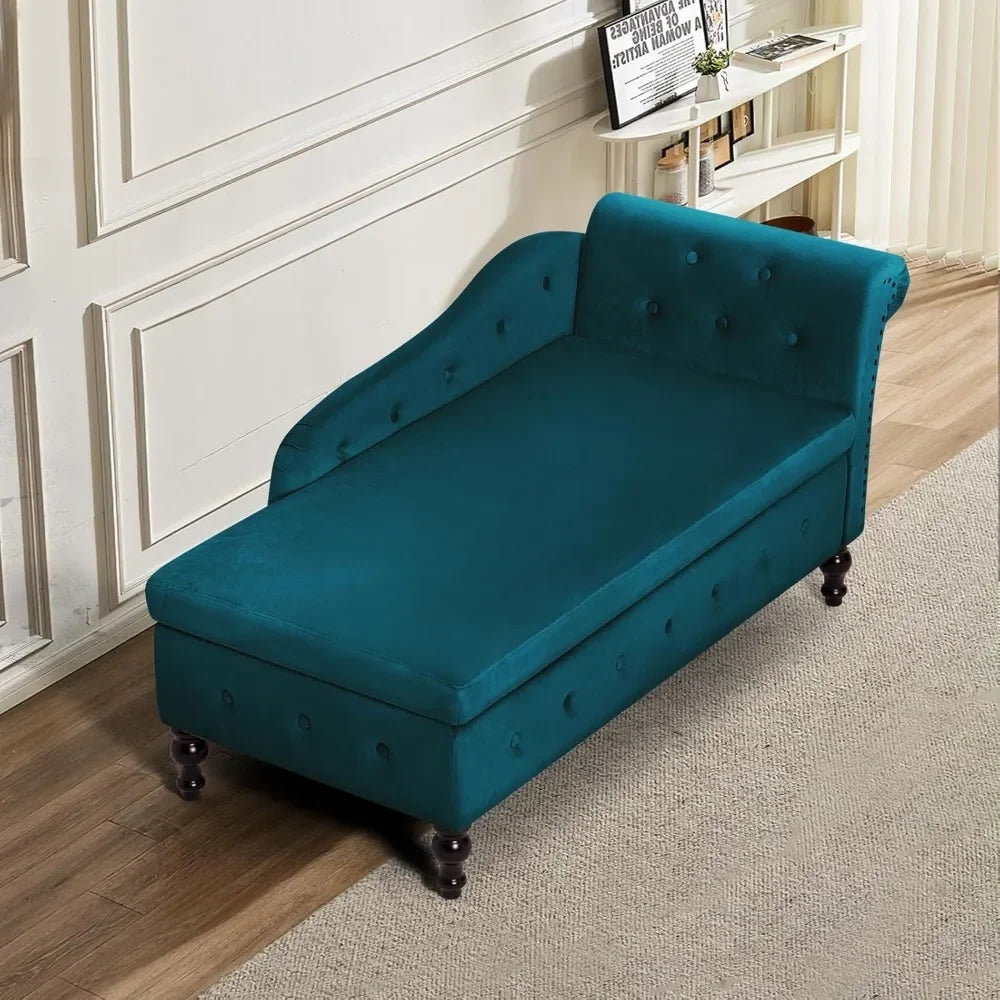 Modern Velvet Chaise Lounge With Hidden Storage Sofa Bed
