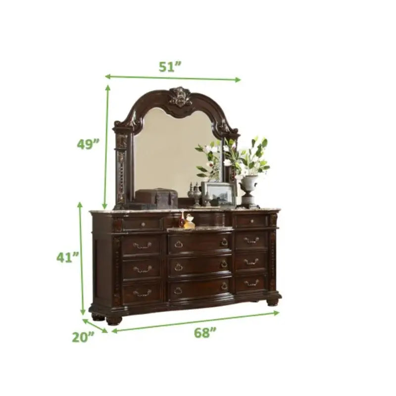ElegantTimeless Bedroom Collection With Button Tufted Coordinated Solid Wood DresserMirror
