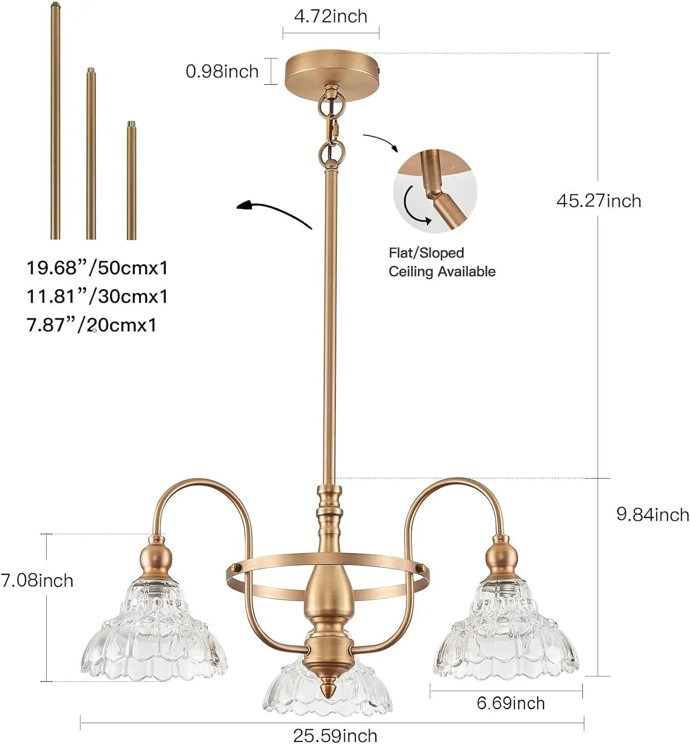 Normichy LED Pendant Light Glass Flower Fixture For Living Room