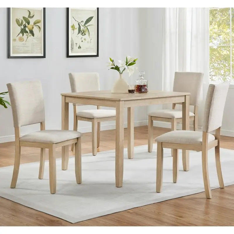 Modern Wooden Dining Table Set With Four Chairs For Kitchen