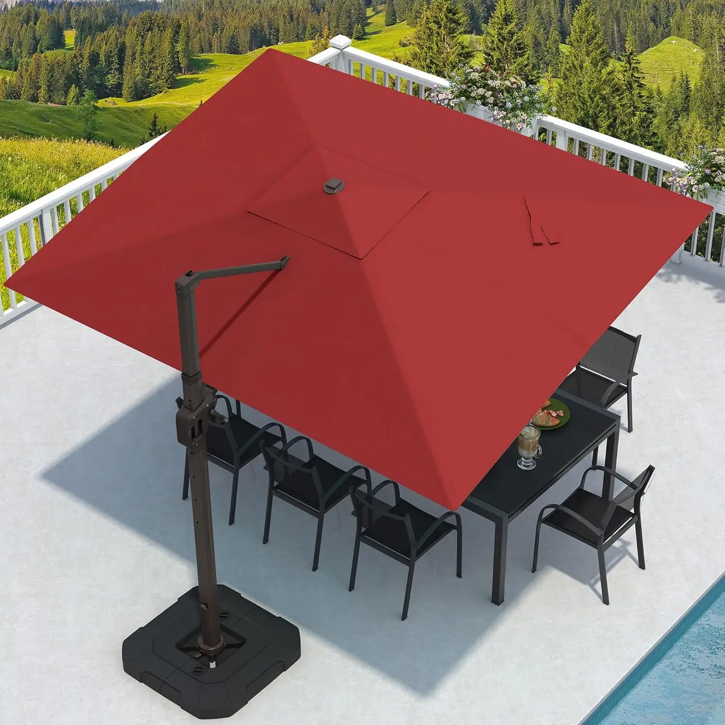 Cantilever Rectangular Patio Umbrella With Base Included And 7 Tilts