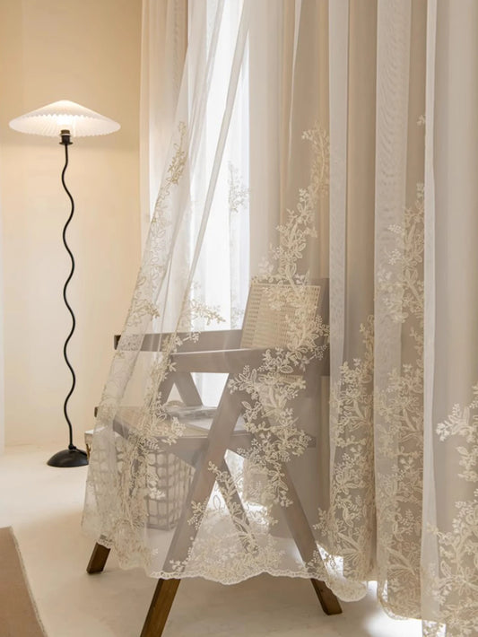 1pc Double Layer Embroidery Curtain  Blackout Curtain  Window Drapes Curtains for Bedroom Living room sliding Door Home Decor