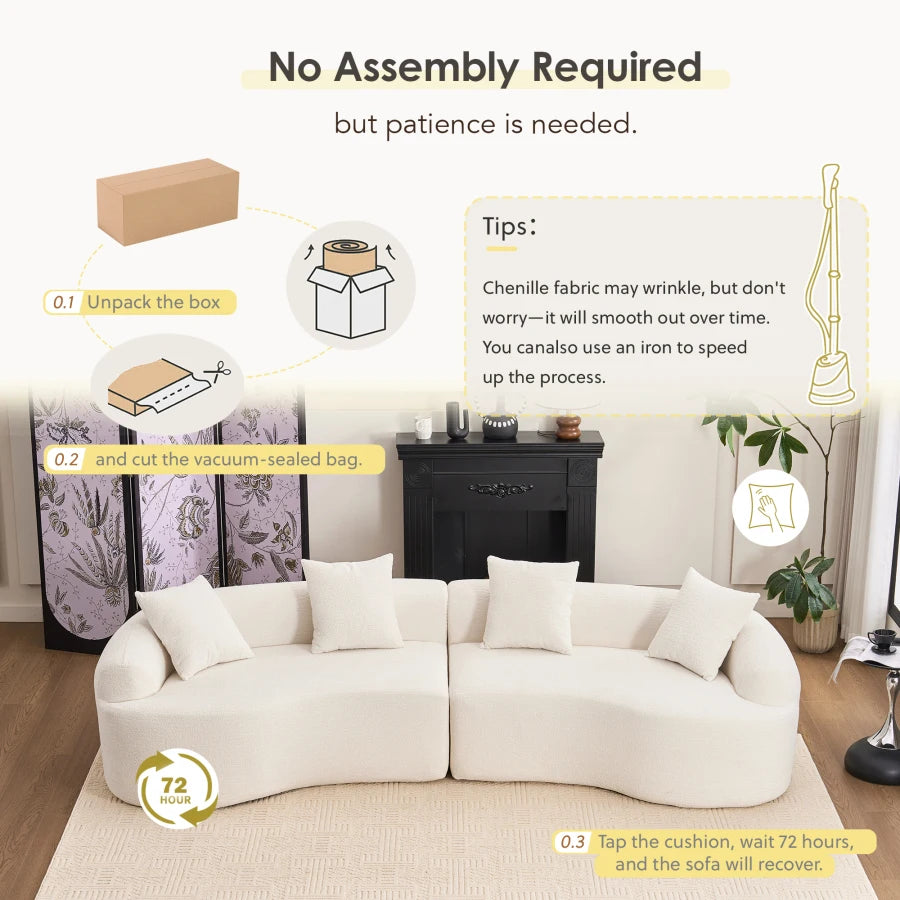 Curved Boneless Compression Modular Sectional Sofa For Living Room